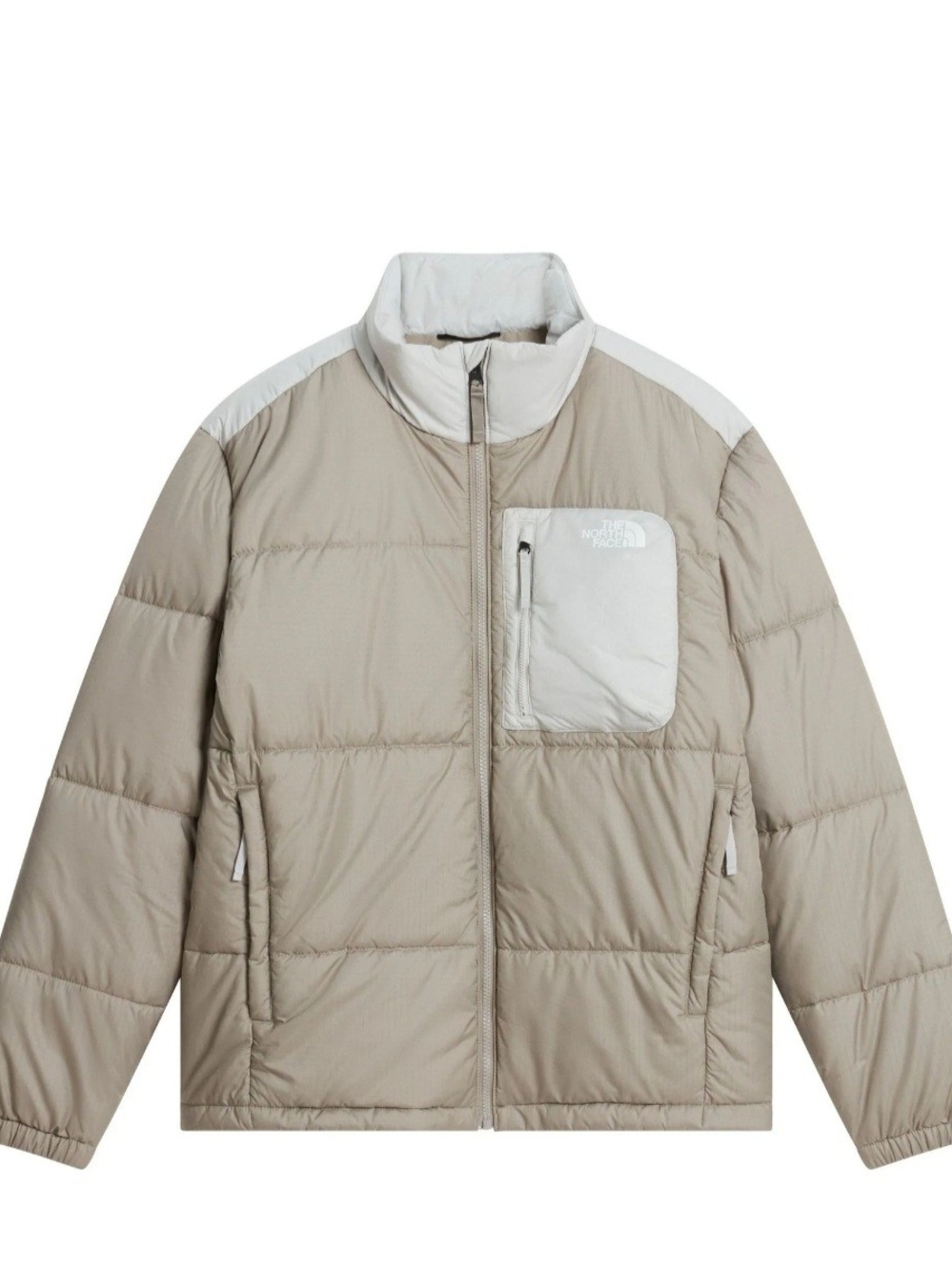 The North Face Beige Puffer Jacket with Cream Chest Pocket